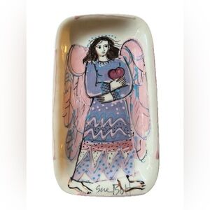 Sue Bolt Signed Hand-Painted Ceramic Tray – Angel Design (10x6 in)